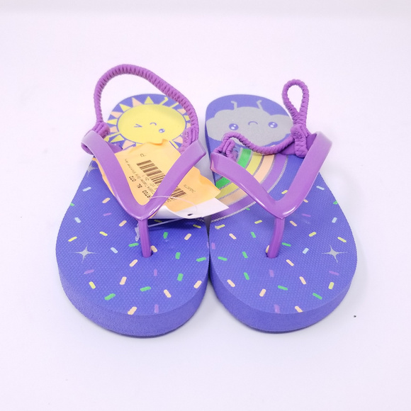 girls rainbow flip flops